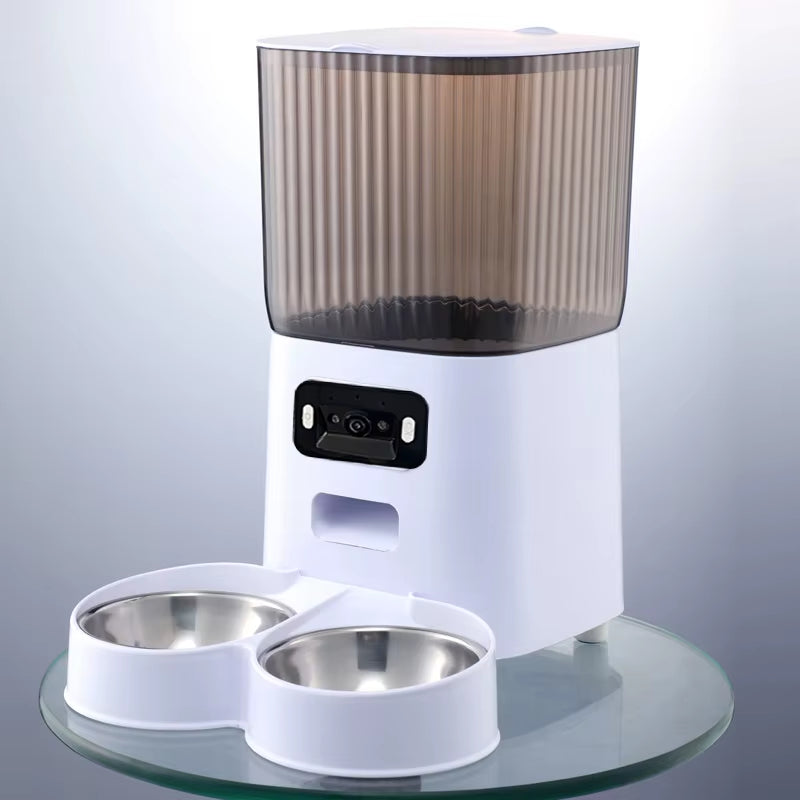 5L Smart Automatic Pet Feeder with Camera, WiFi Timer, and Stainless Steel Bowl (No 5V 2A Plug Included)