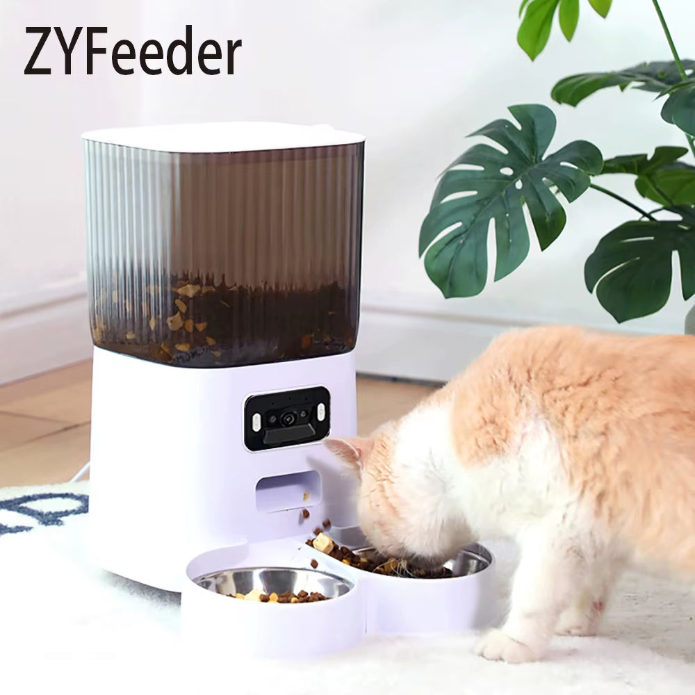 5L Smart Automatic Pet Feeder with Camera, WiFi Timer, and Stainless Steel Bowl (No 5V 2A Plug Included)