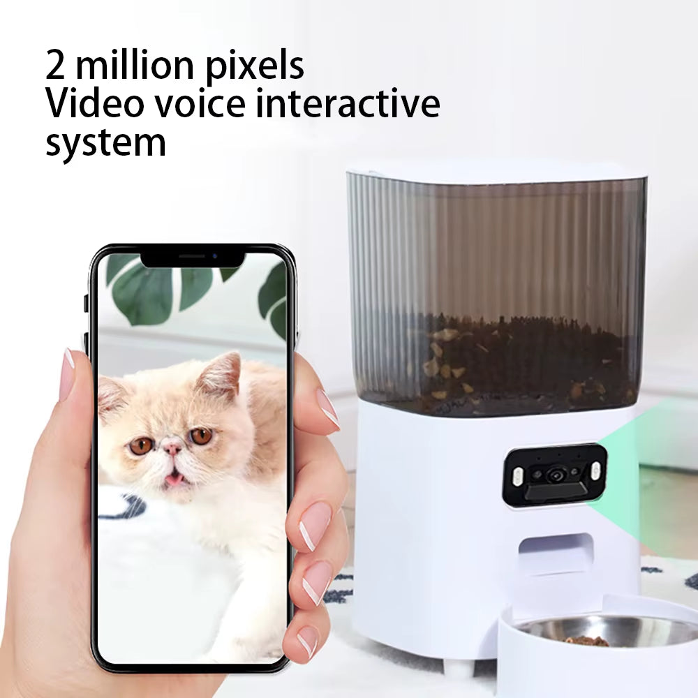 5L Smart Automatic Pet Feeder with Camera, WiFi Timer, and Stainless Steel Bowl (No 5V 2A Plug Included)