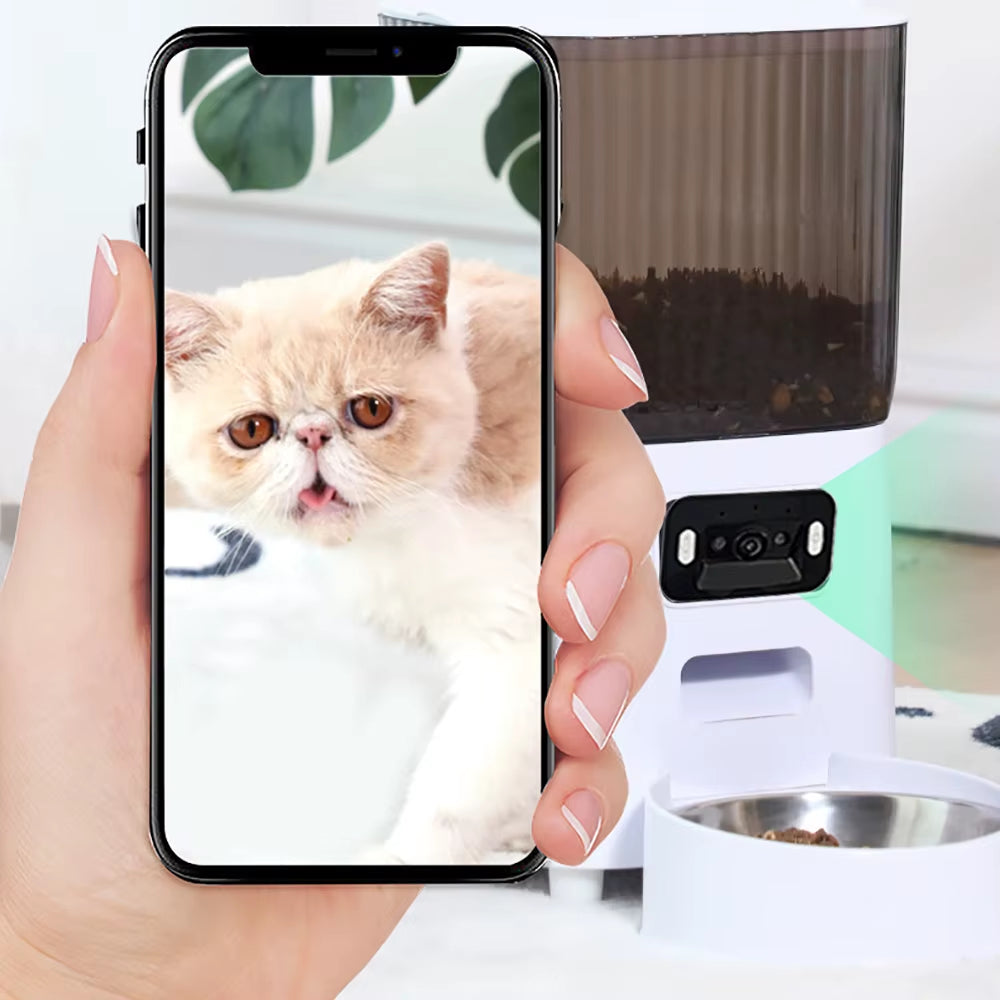 5L Smart Automatic Pet Feeder with Camera, WiFi Timer, and Stainless Steel Bowl (No 5V 2A Plug Included)