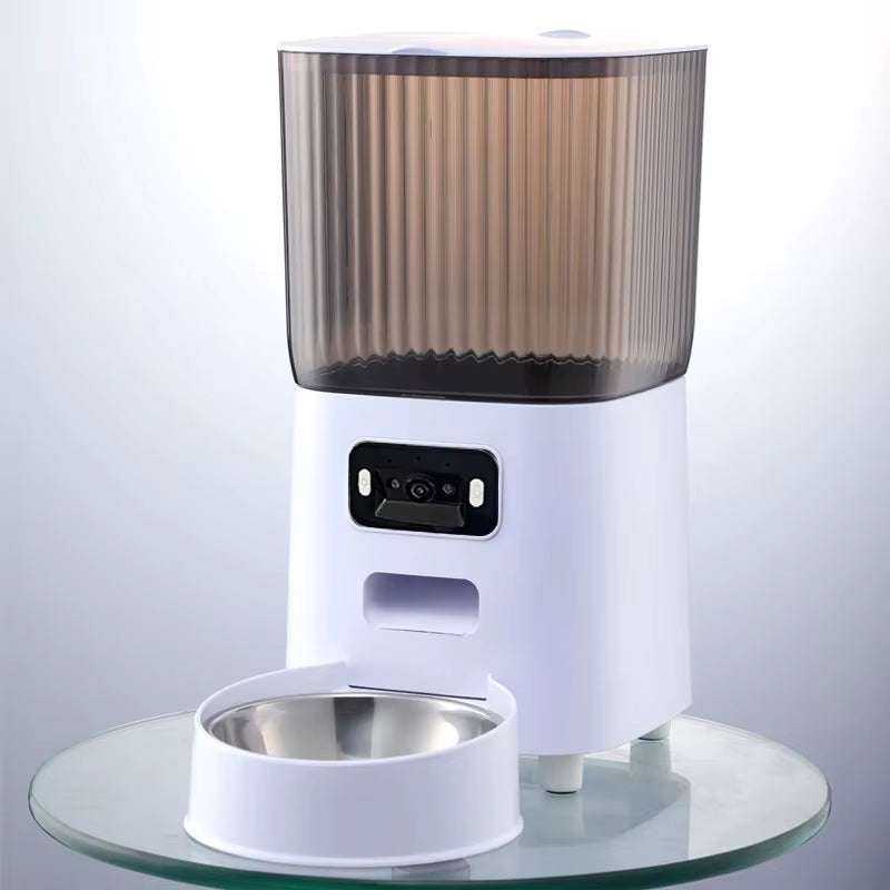 5L Smart Automatic Pet Feeder with Camera, WiFi Timer, and Stainless Steel Bowl (No 5V 2A Plug Included)